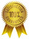 100% Satisfaction Guaranteed Badge Icon in Gold with ribbon