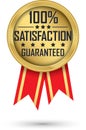 100% satisfaction guaranteed gold label, vector illustration Royalty Free Stock Photo