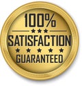 100% satisfaction guaranteed gold label, vector illustration Royalty Free Stock Photo