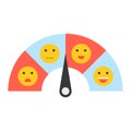 Satisfaction meter, satisfaction level, flat design vector illus