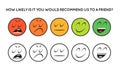 Satisfaction Rating. Set of Feedback Icons in form of emotions. Excellent, good, normal, bad, awful. Royalty Free Stock Photo