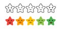 Satisfaction Rating. Set of Feedback star Icons in form of emotions. Excellent, good, normal, bad, awful. Royalty Free Stock Photo