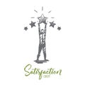 Satisfaction, service, customer, feedback, quality concept. Hand drawn isolated vector. Royalty Free Stock Photo