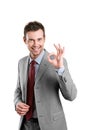 Satisfied business man showing okay sign Royalty Free Stock Photo