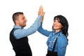 Satisfied business people give high five Royalty Free Stock Photo