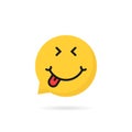 Satisfied emoji speech bubble logo
