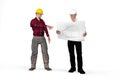 Satisfied engineer and smiling builder Royalty Free Stock Photo