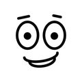 Satisfied glad smiley face emoticon line art icon for apps and websites.