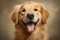 A satisfied joyful smiling dog sits with his mouth open. AI generated