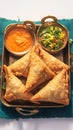 Satisfy cravings with Veg Samosa paired with sweet Jalebi.