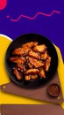 Korean barbeque chicken wings dish illustration ai generated