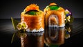 Satisfy Your Cravings: Tempting Sushi Menu Featuring Creative Rolls and Sashimi Options - ai generated