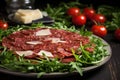 Satisfying Arugula dried meat salad. Generate Ai Royalty Free Stock Photo