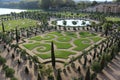 Satisfying, big and green yard of Versailles Castle in Paris, France, fountain, flowers and garden Royalty Free Stock Photo