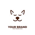 Satisfying calm animal dog face logo icon outline line style Royalty Free Stock Photo