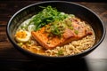 Satisfying Coconut salmon ramen. Generate Ai