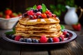 Satisfying Healthy breakfast pancake plate. Generate Ai