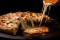 Satisfying Hot pizza melted cheese. Generate Ai