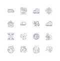 Satisfying line icons collection. Gratifying, Fulfilling, Content, Pleasing, Comforting, Soothing, Calming vector and Royalty Free Stock Photo