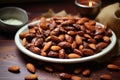 Satisfying Oatmeal almonds bowl natural. Generate Ai