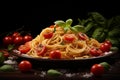 Satisfying Pasta italian basil food. Generate Ai
