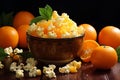 Satisfying Popcorn orange snack. Generate Ai