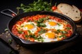 Satisfying Shakshuka in frying pan. Generate Ai