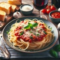 Satisfying Simplicity: Spaghetti, Sauce, and Garlic Bread.