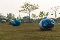 Satkhira, Bangladesh - 28 January 2017 - Photo of Giant Vases in the Ground with Faces Painted on them