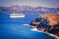 Santorini, Greece - Aegean Sea landscape with Thira Island, Cyclades Greek Islands Royalty Free Stock Photo