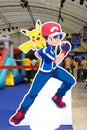 Satoshi and Pikachu Di-cut for Photo booth on Pokemon Day Event in outdoor tent at Siam Paragon, organised for Children`s day in T