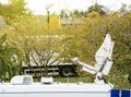 Sattelite antenna dish on Tv televison truck live transmission Royalty Free Stock Photo