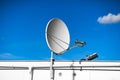 sattelite dish in the blue sky Royalty Free Stock Photo