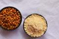 Sattu cha Peeth is a flour, mixture of roasted ground pulses and cereals. Traditional and nutritional food supplement from India. Royalty Free Stock Photo