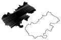 Satu Mare County Administrative divisions of Romania, Nord-Vest development region map vector illustration, scribble sketch Satu Royalty Free Stock Photo