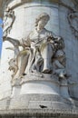 Satue of woman on monument of Liberty in Place de la Republique in Paris