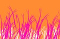 Saturated bright colors landscape painting background in orange and purple.