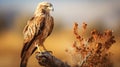 Saturated Color Field: Majestic Eagle Perched On Brown Stem