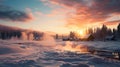 Saturated Landscape Wallpaper: Mountain Sunrise With Snow Surrounding Houses