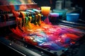 Saturated Printer color splashes paints. Generate Ai Royalty Free Stock Photo