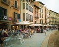 PlaÃÂ§a Major square Vic with people relaxing Royalty Free Stock Photo