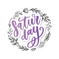 Saturday logo template vector lettering calligraphy text