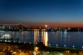 Saturday night blue hour at the Mississippi River in Baton Rouge Royalty Free Stock Photo