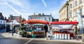 Saturday outdoor market in The Square, Wimborne, Dorset, UK