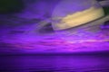 Saturn back night cloud sunset sky on sea ,concept Saturn near E