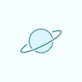 saturn 2 colored line icon. Simple colored element illustration. saturn outline symbol design from Scientifics study set on blue Royalty Free Stock Photo