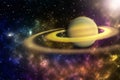 Saturn in the colorful universe - Elements furnished by NASA