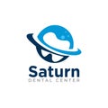 Saturn dental center, Negative space tooth and planet vector