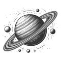 Astronomical Saturn Planet engraving vector