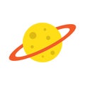 Saturn flat icon. Planet vector yellow icon on white background.